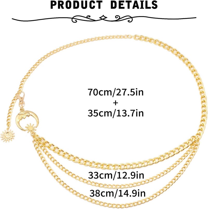 MODRSA Gold Chain Belt - Fashion Waist Chain Belt with Moon, Butterfly Rhinestone & Layered Design - Image 5